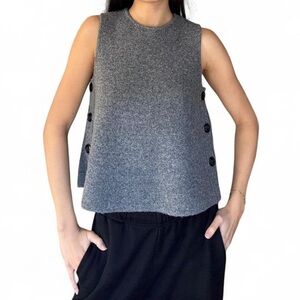 Zara Gray Sleeveless Top with Side Buttons